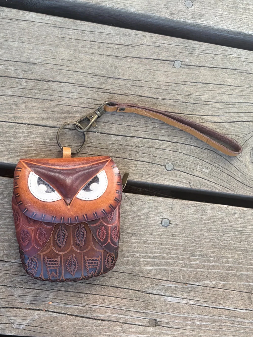 Hand Crafted owl wristlet